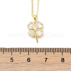925 Halskette mit Kleeblatt-Anhänger aus Sterlingsilber mit Pavé-Fassung und klarem Zirkonia für Damen&nbsp;NJEW-G168-01G
