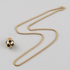 Collier pendentif football en acier inoxydable 304 avec chaînes à mailles vénitiennes pour femme&nbsp;NJEW-SZC0003-01G