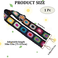 Sangles de sac en tissu de style ethnique avec broderie de fleurs colorées&nbsp;DIY-WH20053-22C