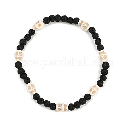 2 Stück Stretch-Armbänder aus natürlichem Lavastein und synthetischen türkisfarbenen Perlen für Männer und Frauen&nbsp;BJEW-JB12132