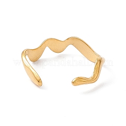 Bague ouverte ondulée en acier inoxydable 304 avec placage ionique (IP) pour femme&nbsp;X-RJEW-H107-04G