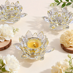 Bougeoir en verre en forme de lotus&nbsp;DJEW-WH0039-176B