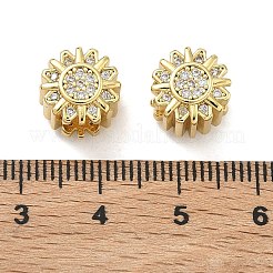 Blume Messing Mikro Pflaster klar Zirkonia europäischen Perlen&nbsp;KK-D229-05G