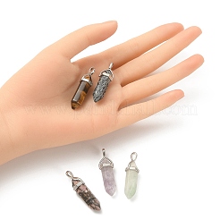 5 Stück 5 Stile natürliche gemischte Edelstein-Doppelend-Spitzanhänger&nbsp;G-YW0001-45