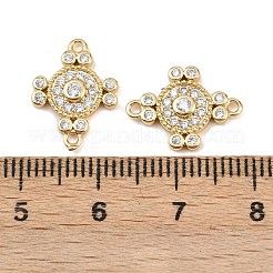 Breloques connecteurs en croix en laiton pavé de zircones cubiques transparentes&nbsp;KK-L251-10G