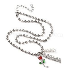 Collana con ciondolo a forma di rosa rossa in smalto&nbsp;NJEW-A071-02P