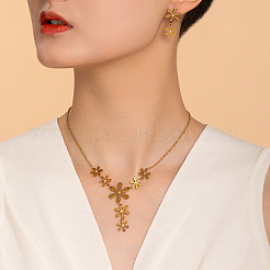 Set di collana e orecchini con nappa a margherita in acciaio inossidabile 201&nbsp;ZN4700