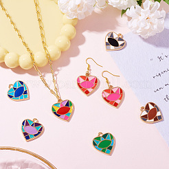 14 pièces 7 couleurs pendentifs en émail d'alliage de placage de rack&nbsp;ENAM-TA0002-53