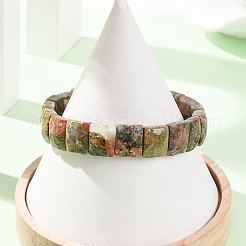 Braccialetti elastici con perline di unakite naturale per unisex&nbsp;G-K303-02H