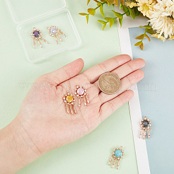 6pcs 6 colores latón micro pave colgantes de circonita cúbica transparentes&nbsp;ZIRC-GA0001-09