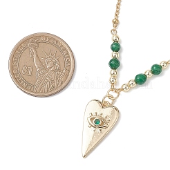 Colgante de corazón de ojo malvado con circonita cúbica pavé de latón&nbsp;NJEW-JN05803-02