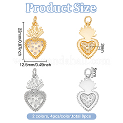 8 pz 2 colori cremagliera placcatura in ottone micro pavé di ciondoli in zirconia cubica&nbsp;KK-BC0011-95