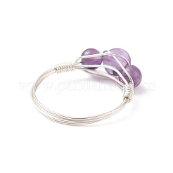 Fingerring aus natürlichen und synthetischen Edelsteinen mit runden Perlen&nbsp;RJEW-JR00514