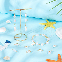 36 Stück 3 Stile Grade AA natürliche Süßwasserzuchtperlen Verbinder Charms mit goldfarbenen Legierungsscheiben&nbsp;FIND-BC0004-55