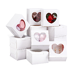 Quadratische Geschenkboxen zur Aufbewahrung von Muffins aus Kraftpapier&nbsp;CON-WH0095-95A