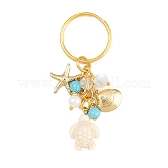4 llavero de tortuga con forma de concha de estrella de mar de acero inoxidable 304&nbsp;KEYC-JKC01388