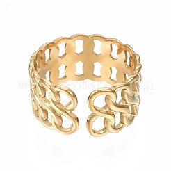 Anello polsino aperto con catena a maglie in acciaio inossidabile 304&nbsp;RJEW-T023-24G