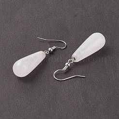 Orecchini pendenti con cristalli naturali in ottone color platino a goccia&nbsp;EJEW-M058-11