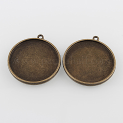 Colgante de aleación redonda plana plana Cabochon ajustes&nbsp;PALLOY-N0088-44AB-NF