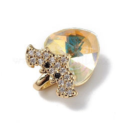Pendenti in vero ottone placcato in oro 18k placcato in cremagliera con micro pavé di zirconi cubici trasparenti&nbsp;KK-C015-10G-06