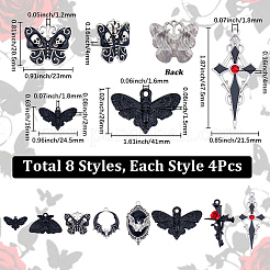 32 stücke 8 arten gothic halloween thema legierung emaille anhänger&nbsp;FIND-BM0001-20