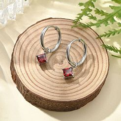 Orecchini a cerchio in acciaio inossidabile 304 con micro pavé di zirconi cubici&nbsp;STAS-R004-01P-02