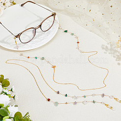 2 Stück Brillenketten aus Legierung und natürlichen Edelsteinsplittern&nbsp;HJEW-FH00130