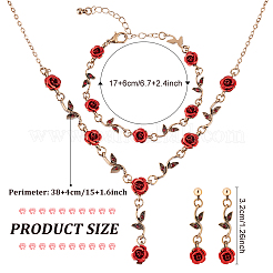 Orecchini pendenti con fiore di rosa in strass siamesi&nbsp;SJEW-AN0001-13