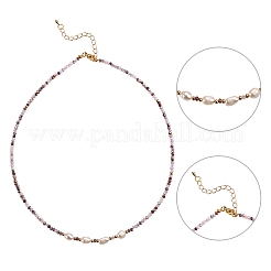 4pcs conjuntos de collares con cuentas de vidrio de 4 colores&nbsp;NJEW-SZ0001-39