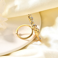 Bowknot 304 Edelstahl Strass Manschettenringe für Frauen&nbsp;RJEW-A058-01B-G