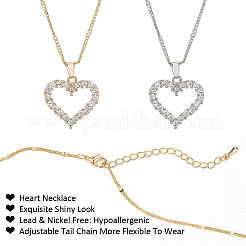 Collana con ciondolo a forma di cuore cavo con strass in 2 colori&nbsp;NJEW-AN0001-70