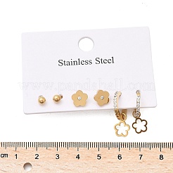 304 Edelstahl Strass Blume & Runde Ohrring-Sets&nbsp;EJEW-Z098-12G