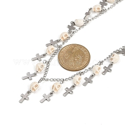 Set di collane con teschio e croce in turchese sintetico tinto&nbsp;NJEW-JN05370