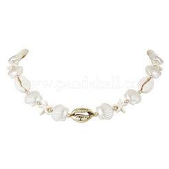 Collane di perline regolabili estive con stelle marine turchesi sintetiche&nbsp;NJEW-JN05270-03
