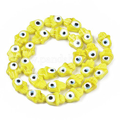 Handgemachte Glasperlen bösen Blick Stränge&nbsp;LAMP-WH0006-06B