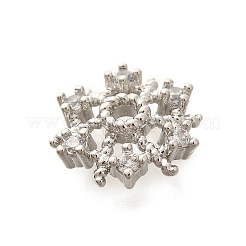 Tapas de abalorios de circonita cúbica transparente micro pavé de latón chapado en estante&nbsp;KK-H508-18P
