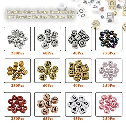 Kit di perline con lettere di colore metallico per kit di risultati per la creazione di gioielli fai-da-te&nbsp;DIY-YW0004-85