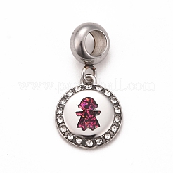 304 Edelstahl Kristall Strass europäischen baumeln Charms&nbsp;STAS-F278-07P