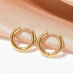 Orecchini a cerchio huggie in acciaio inossidabile 202&nbsp;X-EJEW-F111A-14mm-G01