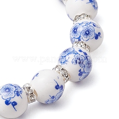 Bracelet extensible en porcelaine et céramique avec perles imprimées à la main&nbsp;BJEW-JB11063