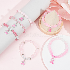 DIY-Set zur Herstellung eines Brustkrebs-Bewusstseinsarmbands&nbsp;DIY-SC0021-74