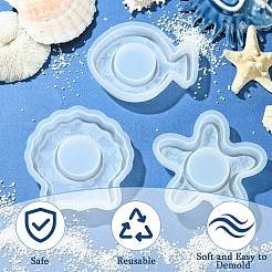 3 moule en silicone pour bougeoir sur le thème des animaux marins&nbsp;ST-CJ0043-075