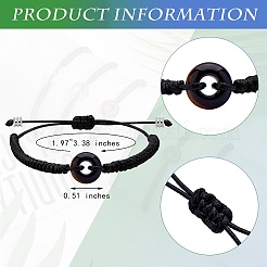 Natürliches Tigerauge Donut geflochtenes Perlenarmband&nbsp;BJEW-SW00047-09