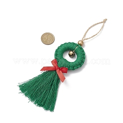 3 pendentif pompon décoratif en fils de coton tressés&nbsp;HJEW-JM03789