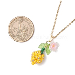 Colliers avec pendentif en forme de fleur en perles de verre et perles d'imitation&nbsp;NJEW-MZ00115-03