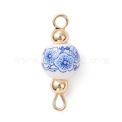 Handgemachte Blumen bedruckte Porzellan Keramik runde Glieder Verbinder Charms&nbsp;PALLOY-JF04451-02