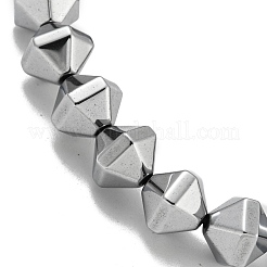 Bracelets extensibles en perles d'hématite non magnétiques synthétiques galvanisées en losange pour femmes et hommes&nbsp;BJEW-K242-02