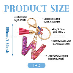 Porte-clés papillon en résine et alliage&nbsp;KEYC-TADJ0002-02G-W