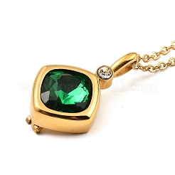 Goldene Halskette mit Rautenanhänger aus 304 Edelstahl&nbsp;NJEW-C015-01G