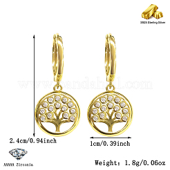 925 boucle d'oreille manchette arbre de vie en argent sterling avec pierres cz&nbsp;ND7706-1